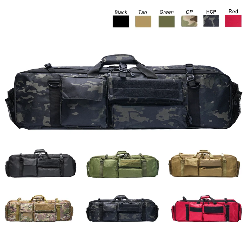 Nylon Tactical Hunting Backpack, Dual Rifle Square Carry Bag com alça de ombro, Airsoft Gun Bag, Caso de proteção de tiro, 1000D