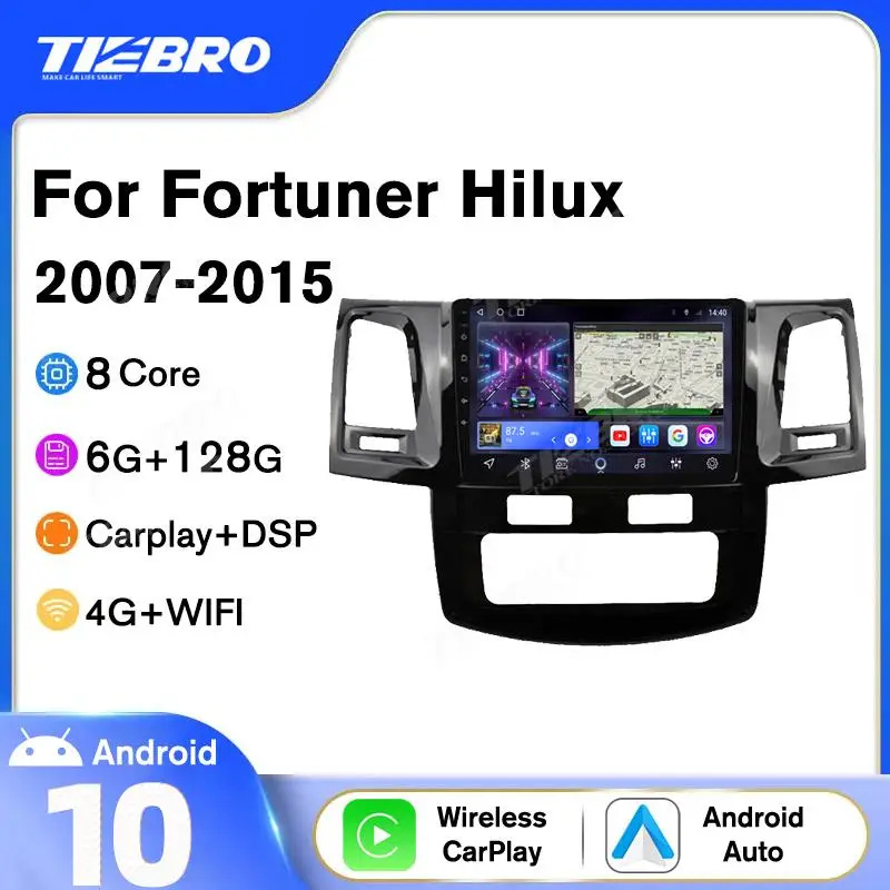 TIEBRO 2din Android10.0 Car Radio For TOYOTA Fortuner Hilux 2007-2015 Car Stereo GPS Navigation Audio For Cars Android Auto DSP