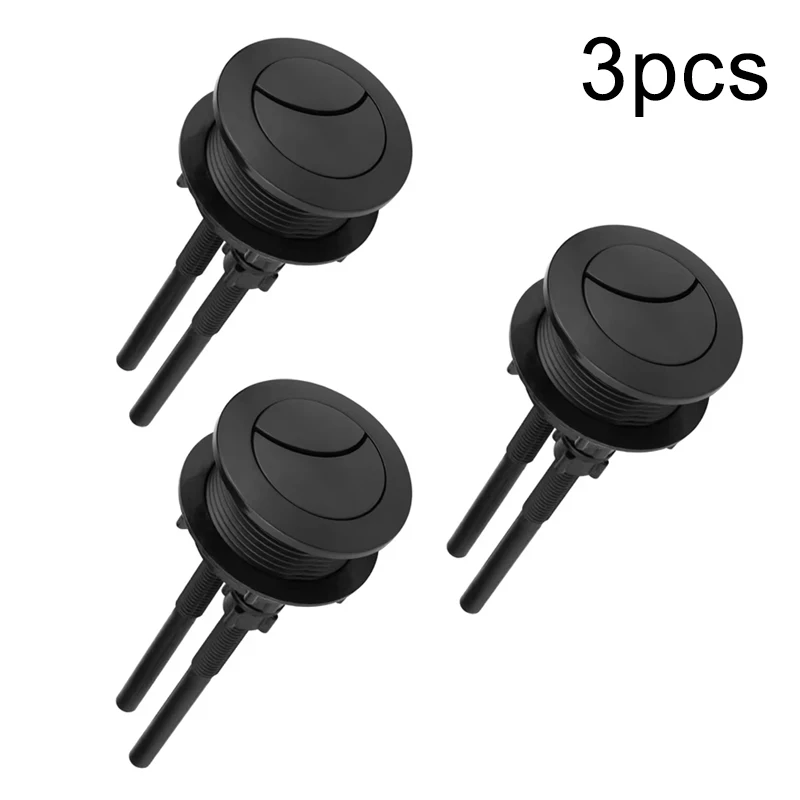 

3pcs Toilet Water Tank Button Dual Flush Water Tank Valve Black Toilet Seat Tank Press Valve Home Bathroom Accessory