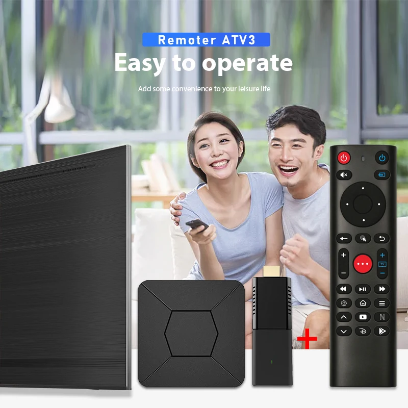 Control remoto inteligente ATV3 con soporte de voz par de aprendizaje IR para iATV Q5 Mini TV Box y iATV Q3 TV Stick