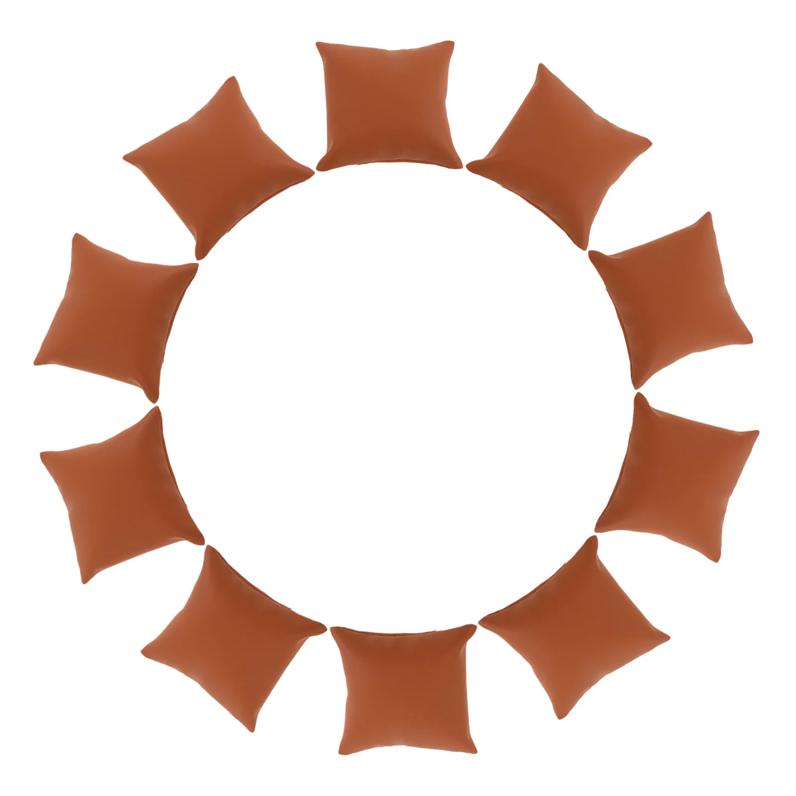 

10Pcs Jewelry Display Pillow Brown PU Watch Cushion Soft Cushion for Bracelets Bangles Small Watch Display 8x9cm Jewelry