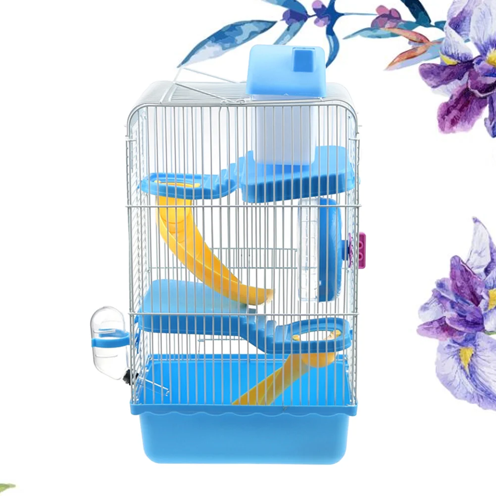 Large Hamster Cage Three Layers Hamster Cage Includes Water Bottle Exercise Wheel Dish Hamster Hide- Out Small House for Pets