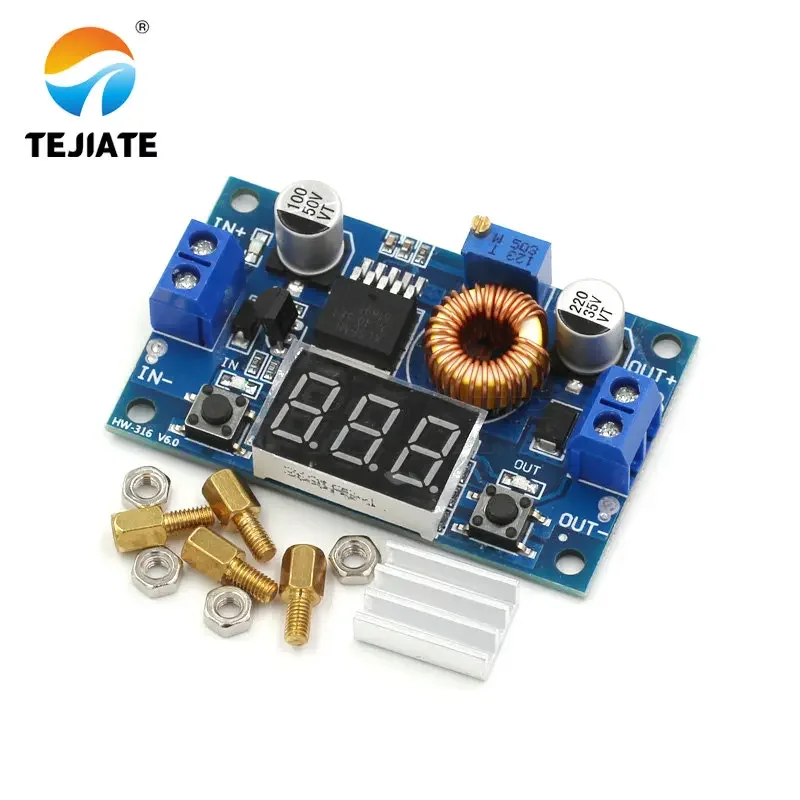 

1PCS DC-DC Adjustable Step-down Module Digital-display 5A High-power 75W Better Than 2596 With Voltmeter