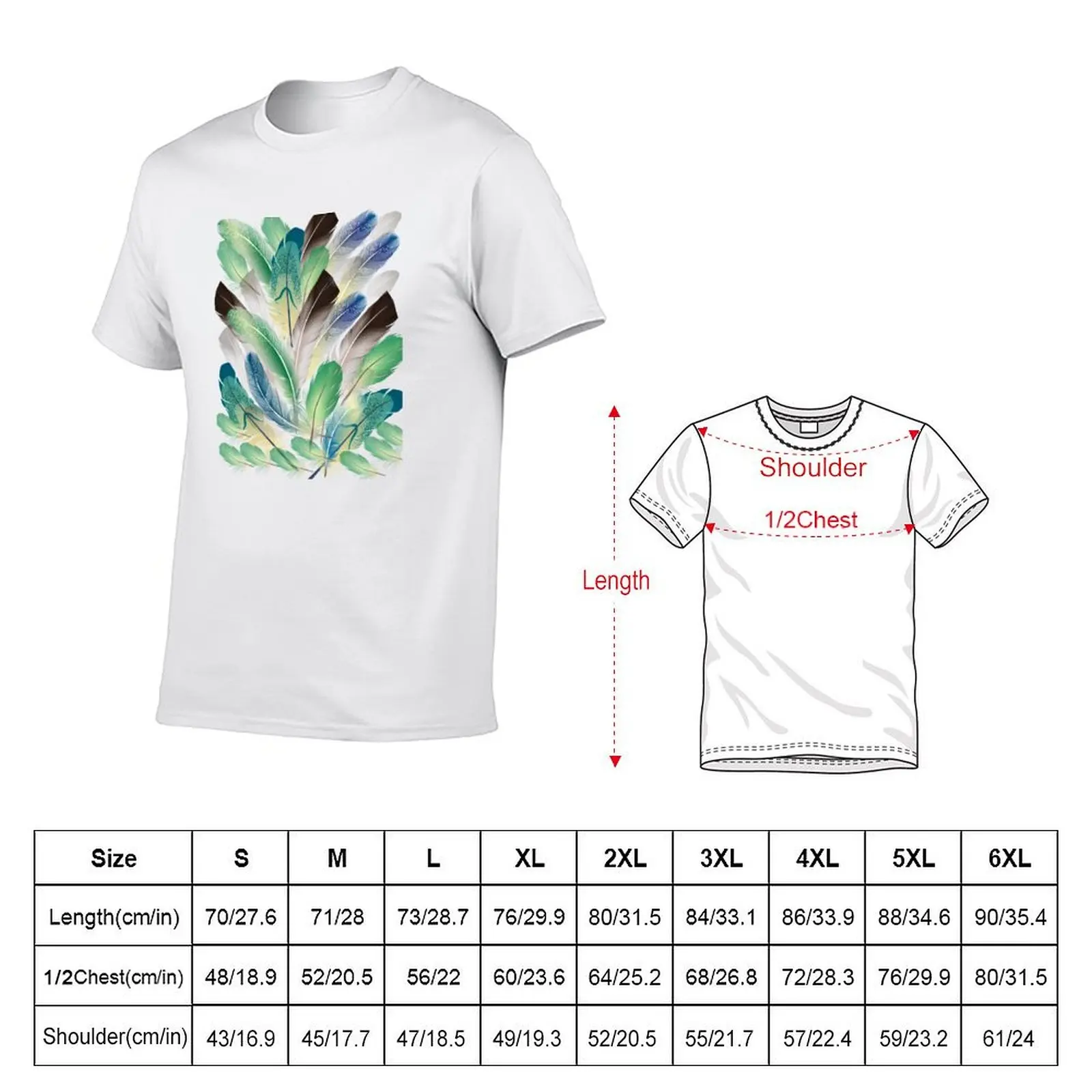 feathers realistic design bird feathers. T-Shirt Casual Pattern Print Tee Shirt