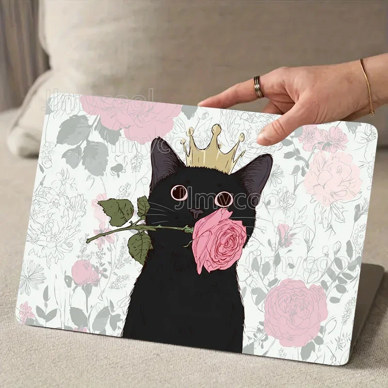 

2 Black Cat Crown Notebook Stickers - Scratch-resistant PVC Material Easy To Paste, Compatible with HP Dell Apple ASUS- Cute