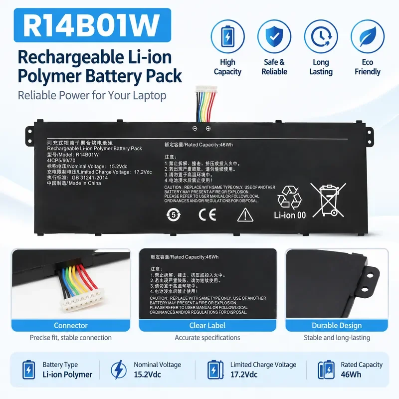 For RedmiBook 14 16 Inch XMA2002 XMA2012-DB DJ AN AB Battery R14B01W Replacement Laptop Internal Battery Pack