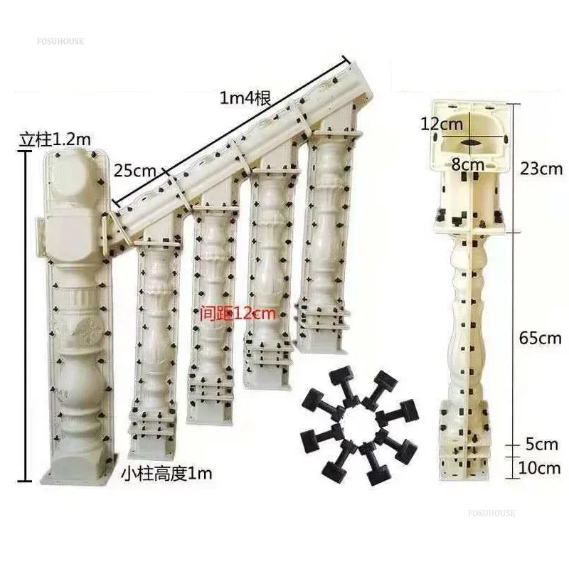 

European Roman Column Mold ABS Plastic Steel Cement Cast-in-place Stair Handrail Guardrail Mold Indoor Outdoor Thickened Mold