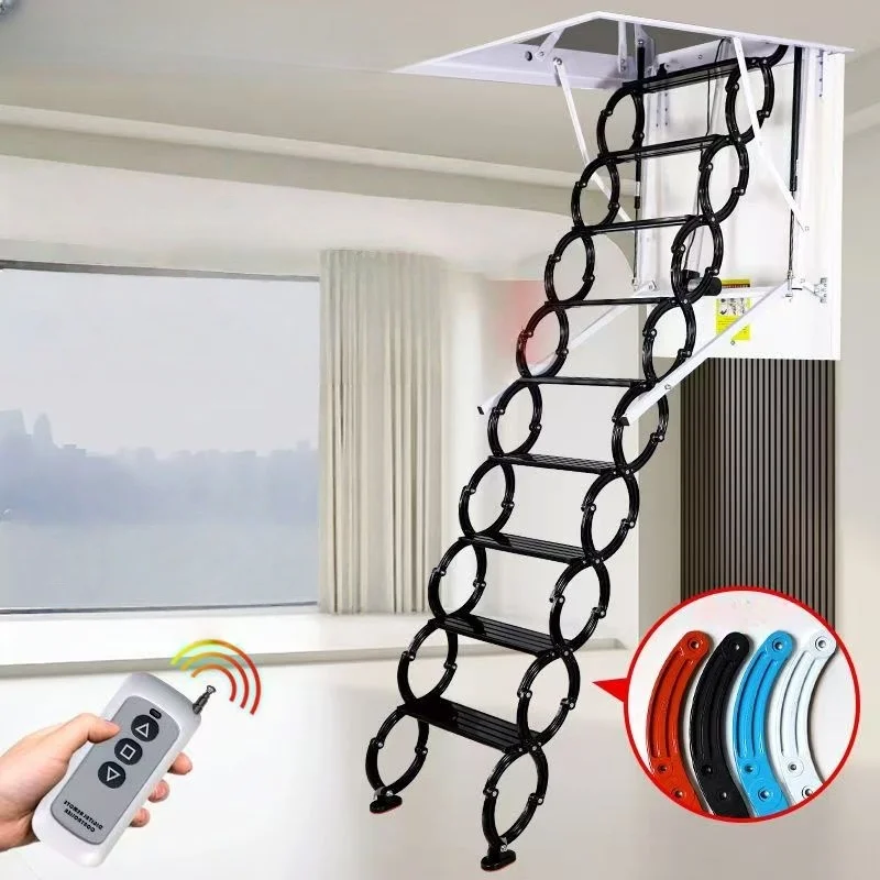 

Premium electric loft ladder, retractable steel loft stairs with handrails