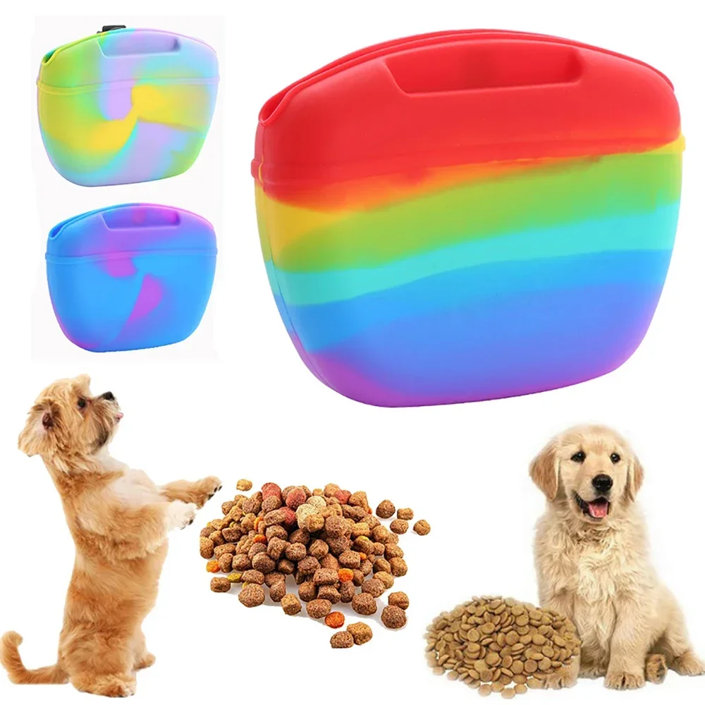 Portable Silicone Pet Feeding Bag Dog Snack Bag Snack Bait Obedience Agility Outdoor Storage Food Waist Bag Pet Accessories