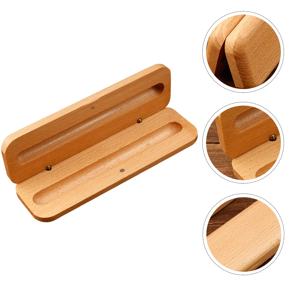 Single Pen Display Case Wooden Pencil Nice Holder Portable Organizer Dispenser Container Khaki Decorative Toddler