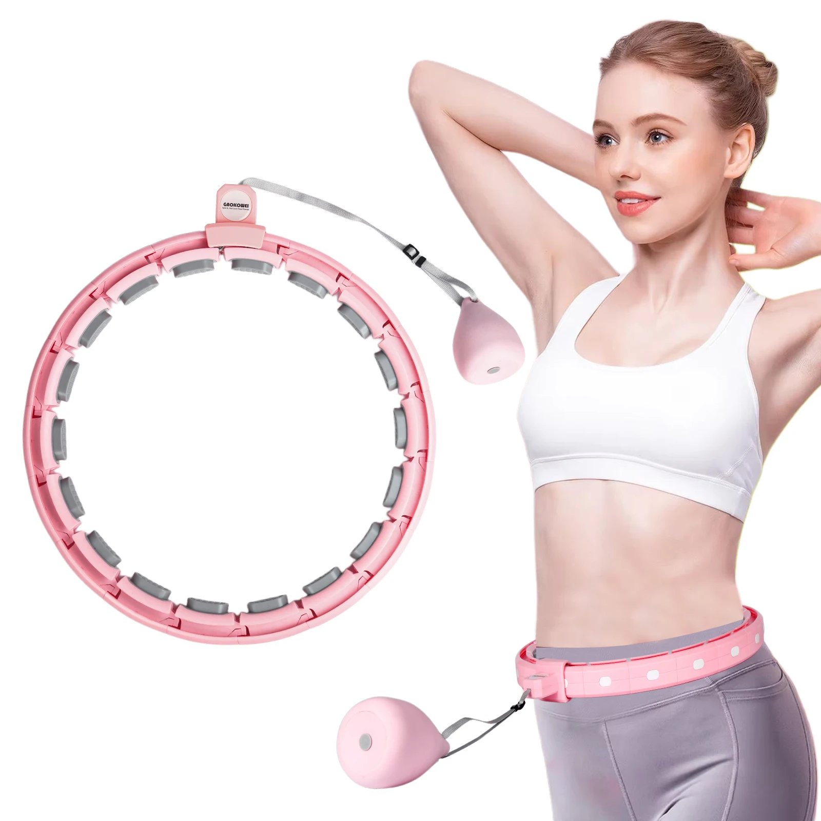 18-Link Weighted Unlimited Fitness Hoop Smart Fitness Equipment Adult Plus Size Female Waist Removable Sports Hoop