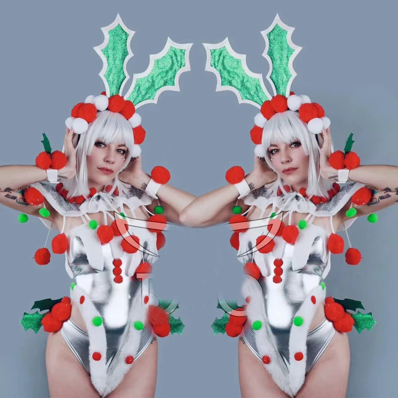 

Christmas Pole Dance Clothing Sexy Gogo Costume Women Party Rave Outfit Bar Nightclub Ds Dj Stage Performance Wear XS7450
