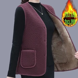 Kadın yelekler yelekler yeni sonbahar kış düğmesi kuzu polar yelekler kolsuz ceket 5XL büyük boy düğme Coats Trendy dış giyim