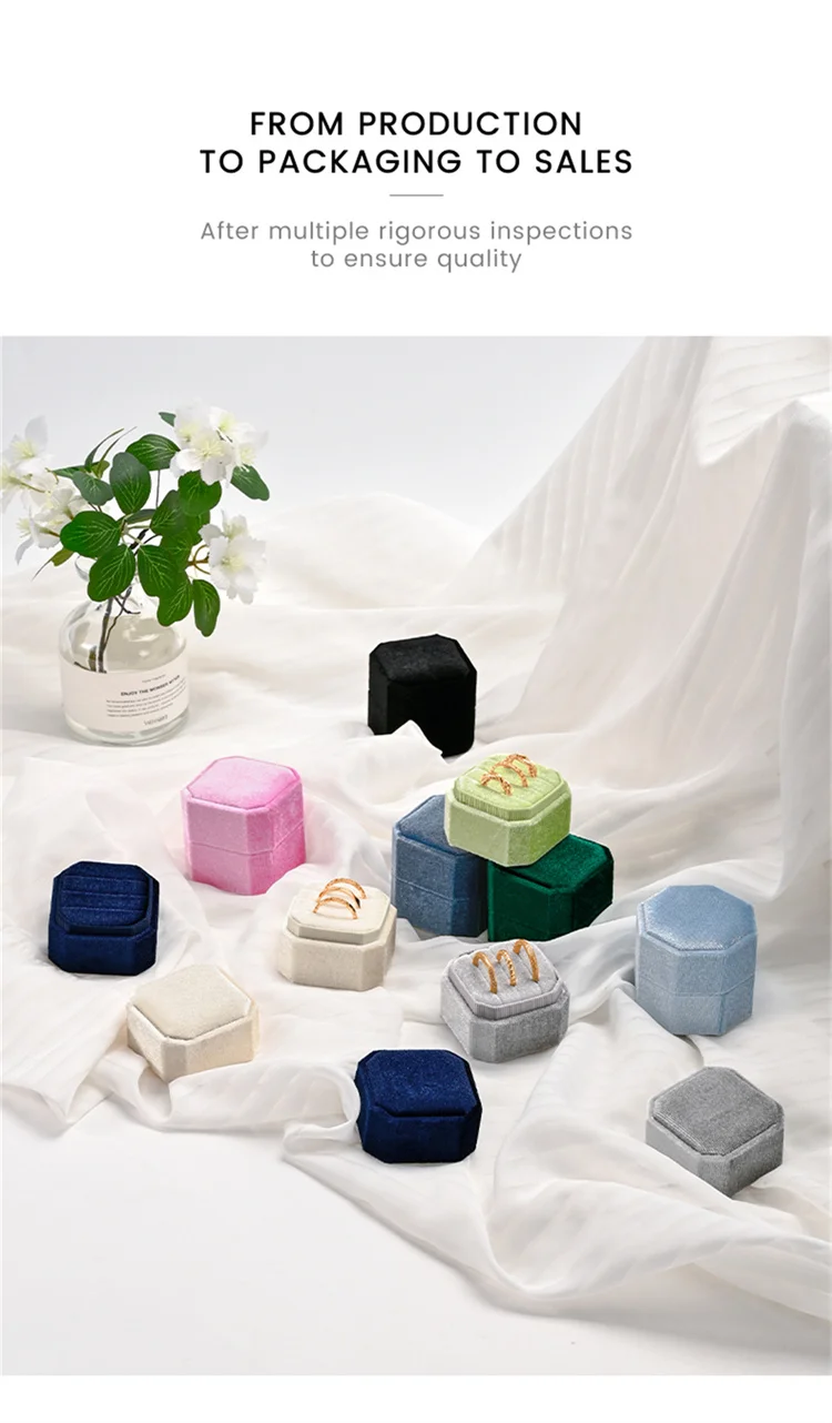 Oirlv Wedding Flanner Ring Box Engagement Triple Slot Square Ring Box Modern Wedding Marry Gifts Muti Color 1/2/3 Slots Ring Box