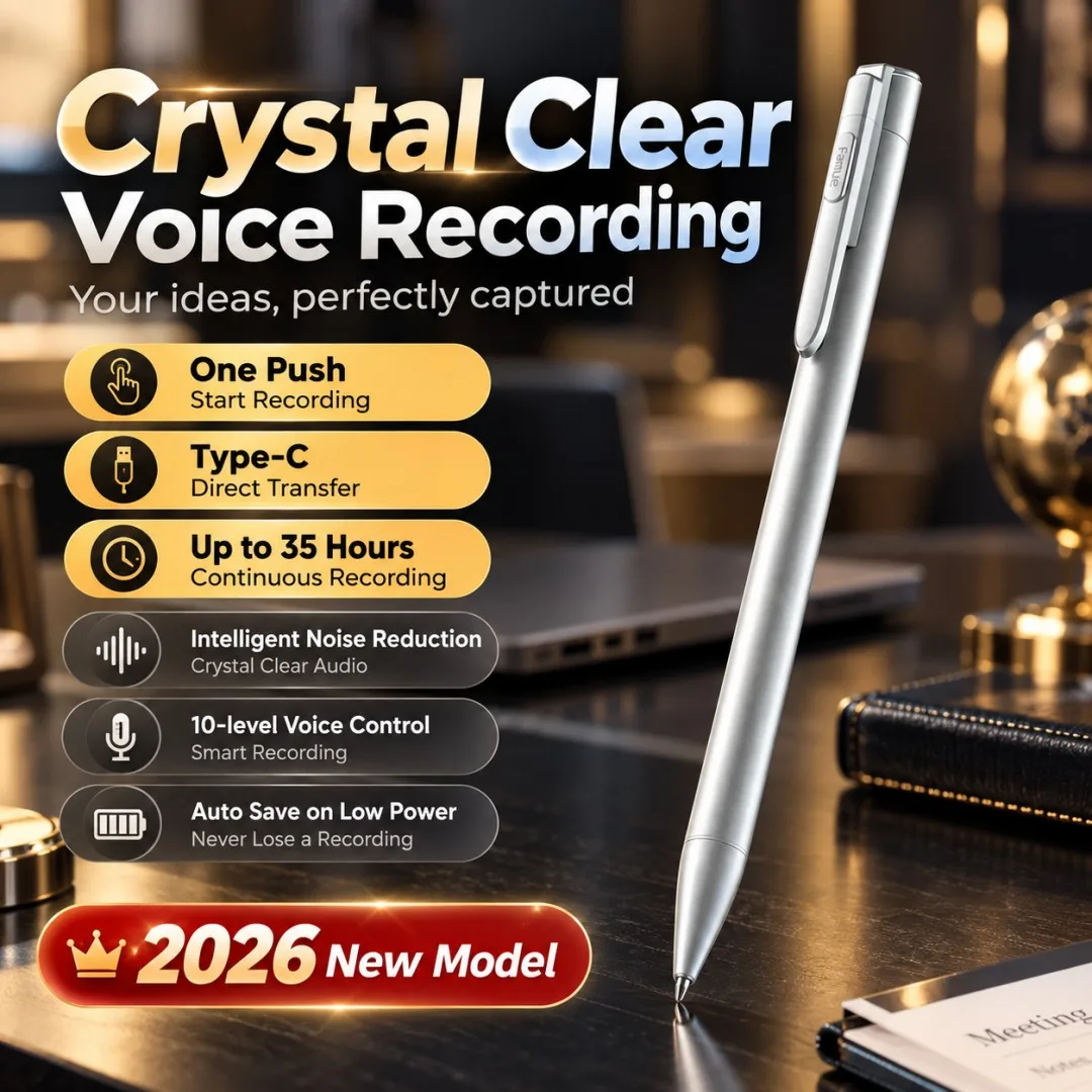 Smart Voice Activated Recording Pen 10 Level Sensitivity Power Off Auto Save Digital Dictaphone Replaceable Core for Daily Notes