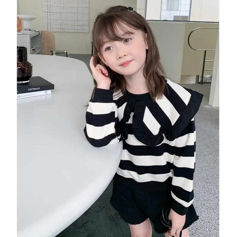 

2023 Autumn Winter Baby Girls Sweatshirts Children's Cute Long Sleeve Blouse Big Collar Baby Toddler Pullover Kids Hoodie Tops