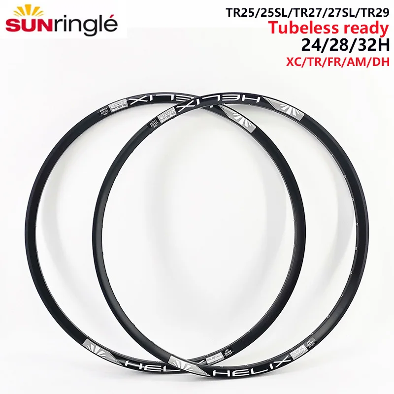 SUNRingle HELIX Bicycle rim Aluminum alloy Mountain/road bike TR25 TR27 TR29 29 27.5 26 inch 24H 32H XC TRAIL vacuum wheel rim