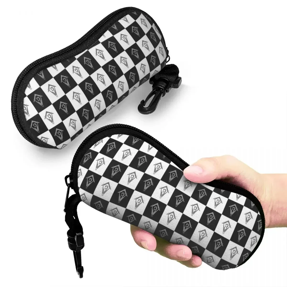 Freemason Checkered Pattern Glasses Case Unisex Convenient Accessories Masonic Mason Glasses Storage Box Gift Eye Contacts Case