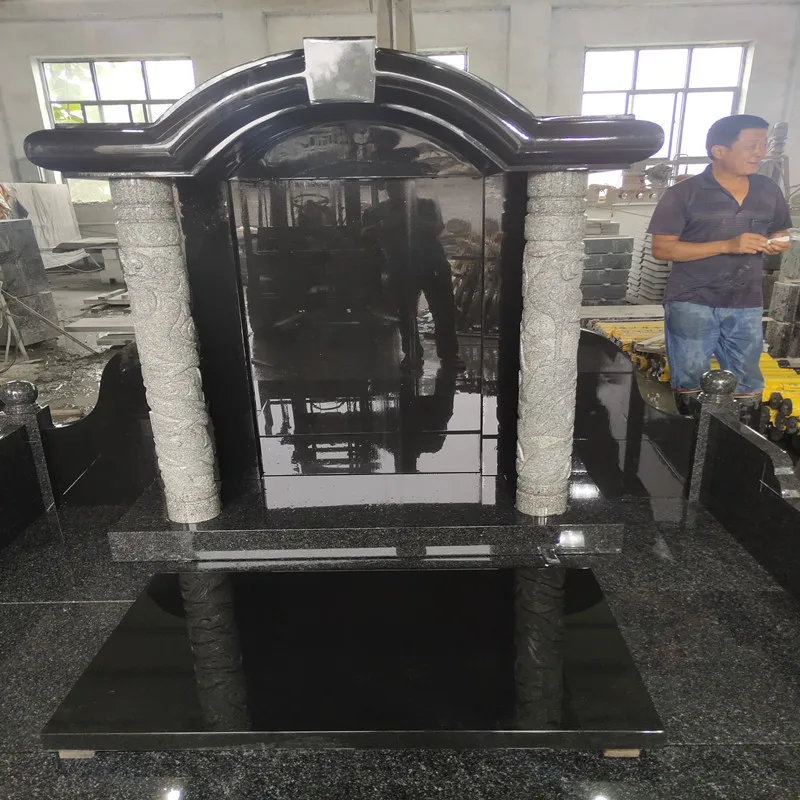 Chinese style black stone marble tombstone