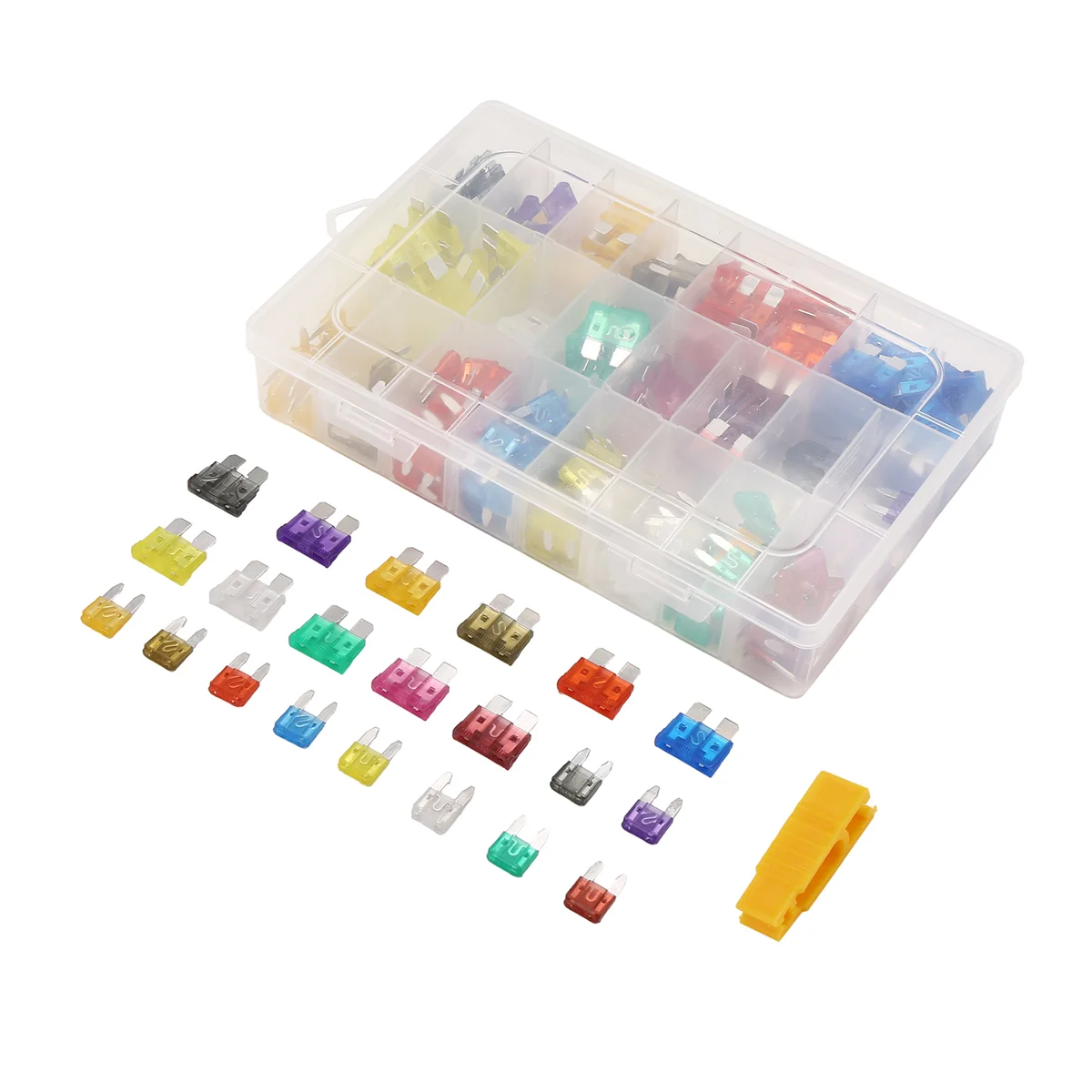 1Box/300Pcs Car Mini Fuse Kit 2A 3A 5A 7.5A 10A 15A 20A 25A 30A 35A 40A Fuse with Clip for Cars and Motorcycles