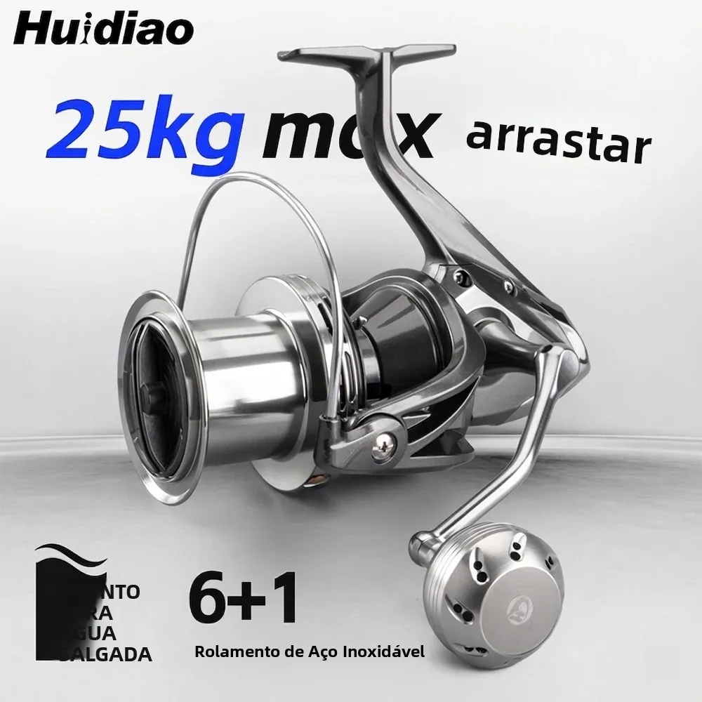 Carretilha de Pesca HUIDIAO TIDRAG Long Cast Surf Spinning com Sistema Worm Shaft 6+1BB para Pesca em Água Salgada e Grandes Peixes