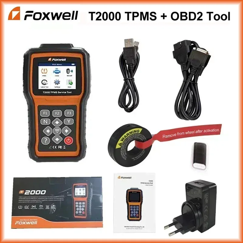 FOXWELL T2000 TPMS for Car Tire Pressure Monitoring System OBD2 Code Reader Vehicle Diagnostic Tool Activate 315/433MHz Sensors