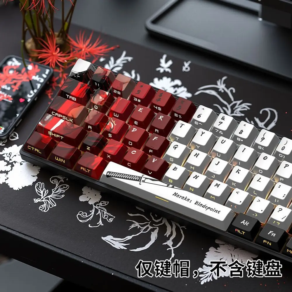 129 キーアニメキーキャップサイドプリント半透明キー PBT キーキャップ Chreey キーキャップダイサブメカニカルキーボードキャップ 64/68/71/108 用