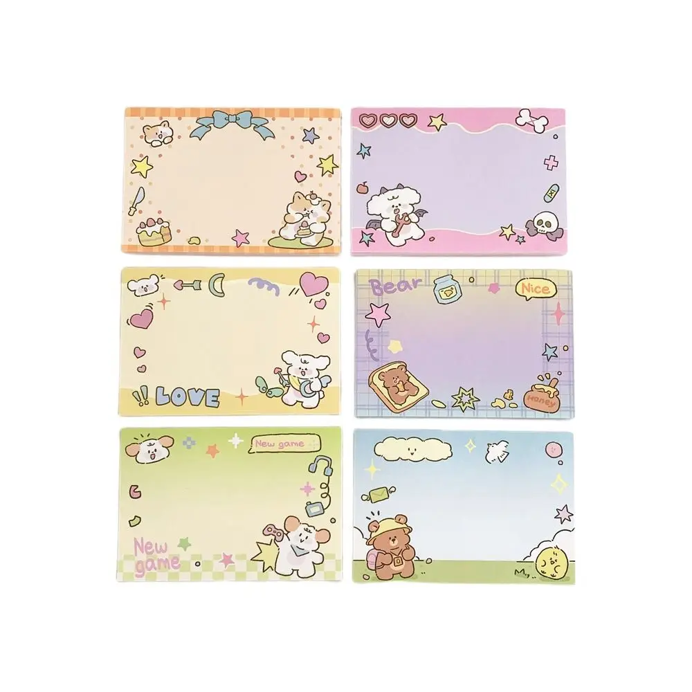 50 листов блокнота милые нелипкие удобные наклейки мультяшная самоклеящаяся бумага для сообщений для офиса и школы