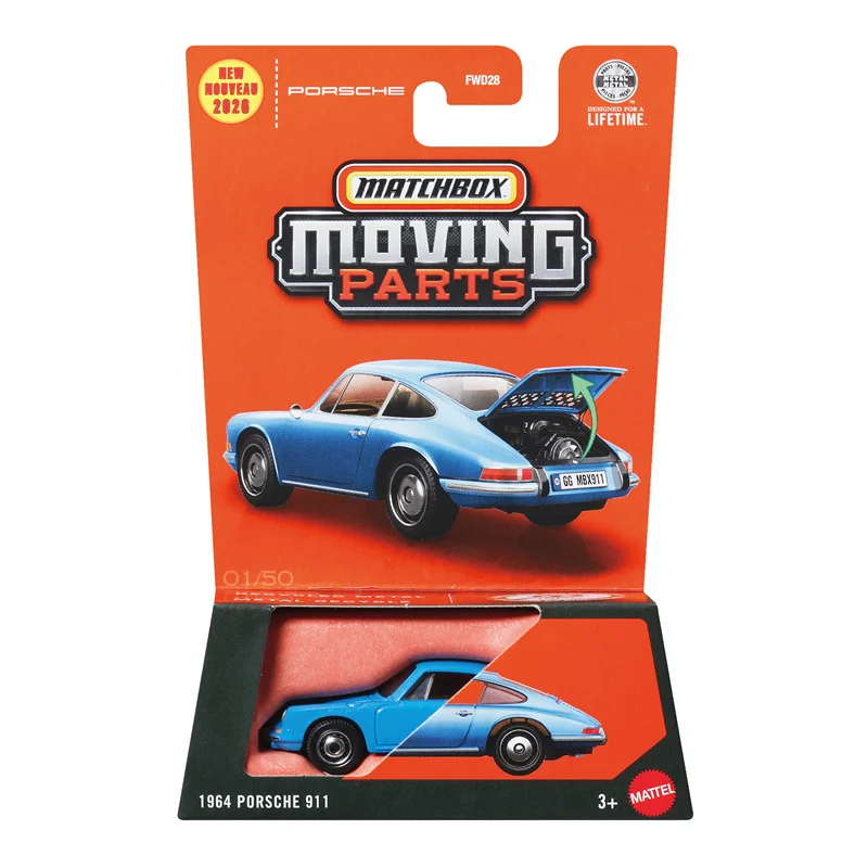 26A Original Matchbox coche 1/64 piezas móviles 1964 Porsche 911 modelo de vehículo simulado juguetes para niños colección regalo de cumpleaños