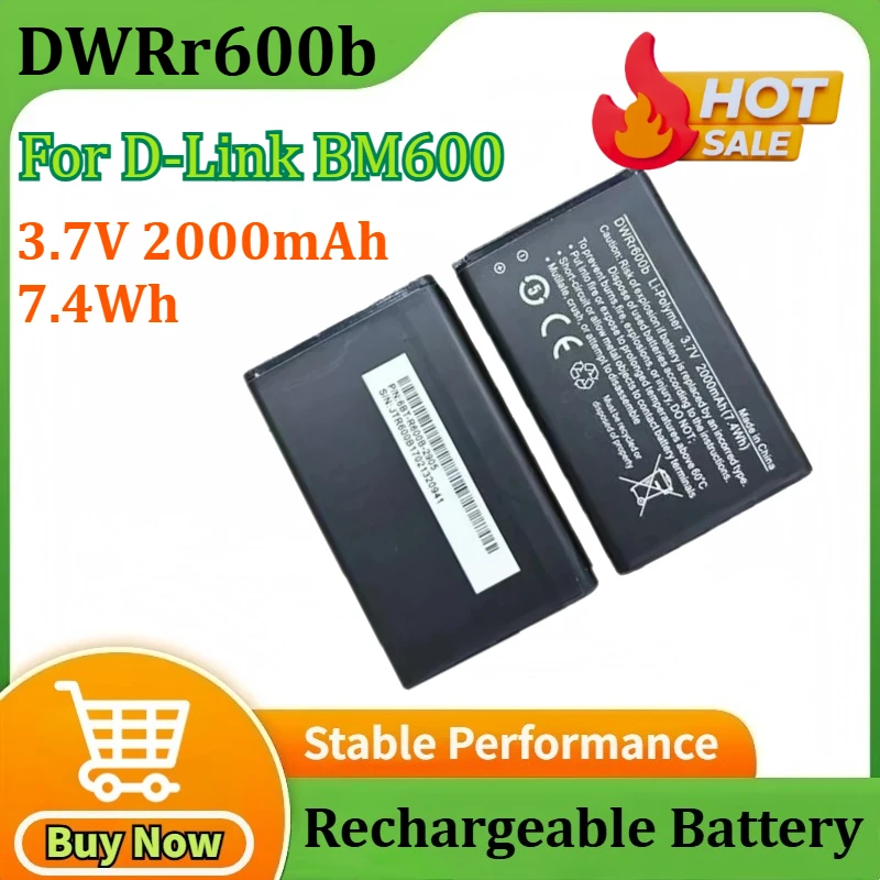 

3.7V 2000mAh 7.4Wh DWRr600b Replacement Battery for D-Link BM600 New Wireless Bateria Router Battery