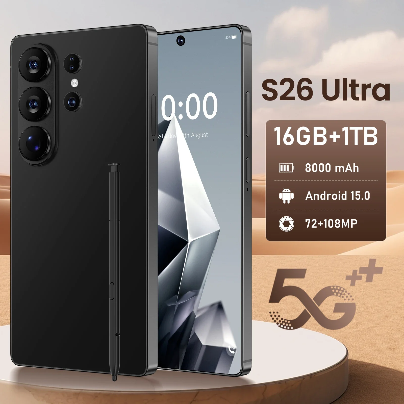 2026 High Quality original S26 Ultrar Ultra intelligent 4G 5G dual card dual standby system global version 7800mAh battery
