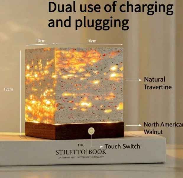 Creative Cave Stone Night Light Decoration Room Charging and Plug in Dual Use High Beauty Desktop Atmosphere Decoration Gift