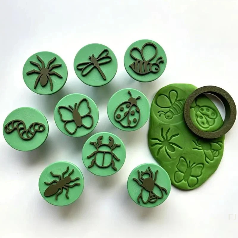 [YU]10pcs Clay Stamps And Cutter Set, Butterfly, Bee Design Suitable For Pottery, Scrapbooking, Card Making DIY