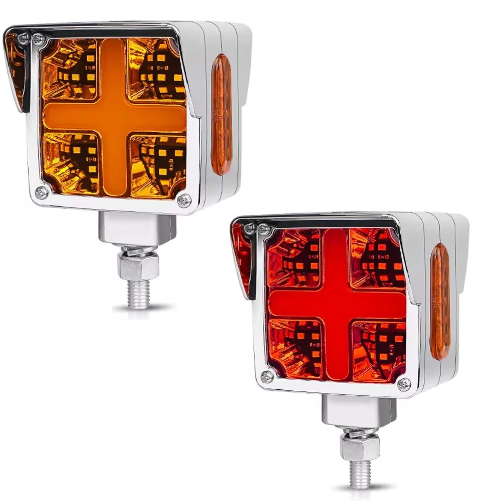 12V-24V  Double Face LED Turn Signal Lights Strobe Warning Lamp Side Marker Lights  for Trucks Trailers Vans RVs