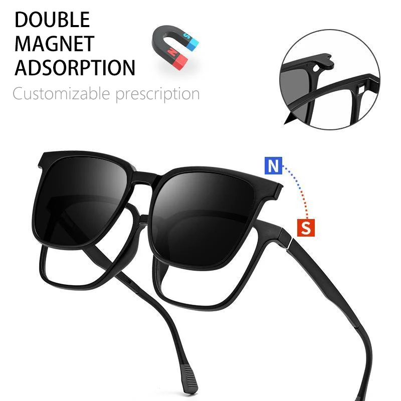 VKYEE Magnetic Clip on Optical Myopia Glasses For Men Polarized Sunglasses Night Vision Prescription Reading Glasses TJ2190