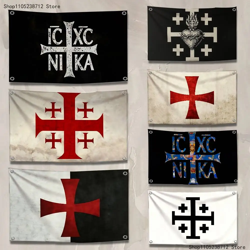 

Jerusalem Cross Flag Tapestry Banner For Bedroom Outdoor Living Room Restaurant Bar Wall Decor Party