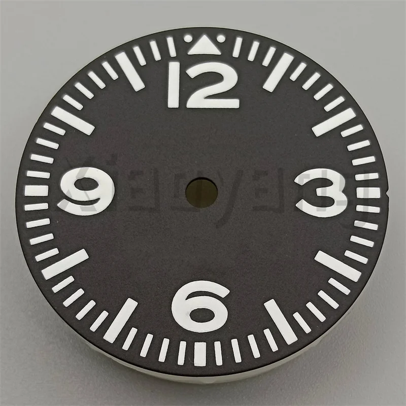 29mm Black Pilot Watch Dial Hand Set Green Luminous For NH35 NH36 Movements Watch Parts With Date/No date Window