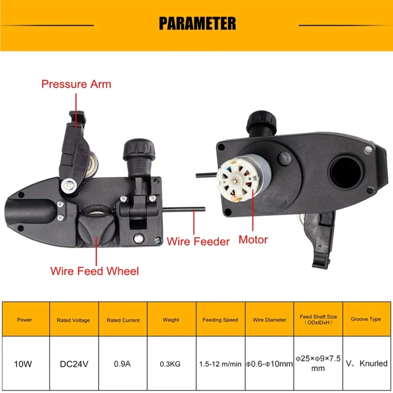 Alimentatore filo di saldatura aggiornato Mig- Saldatore- Motore di avanzamento filo a rulli 0,6-1,0 mm Alimentatore filo di