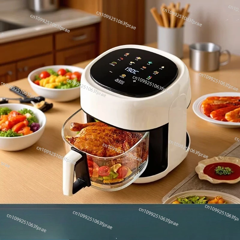 4L no-turn glass visual air fryer, multi-functional touch smart air electric fryer