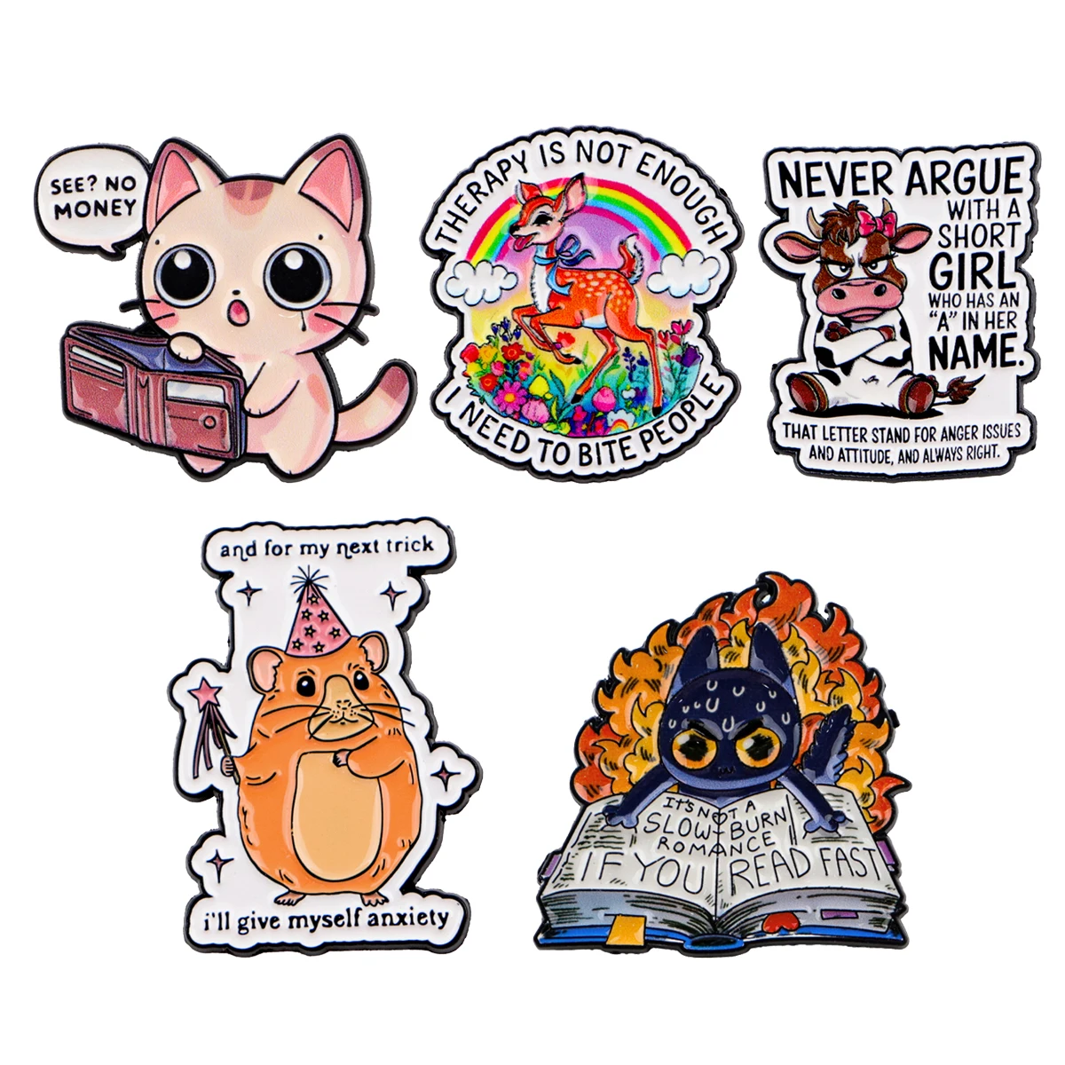 Mix 5 teile/satz Magie Hamster Emaille Pins Zitate Metall Brosche Rucksack Hut Tasche Kragen Revers Abzeichen Mode Schmuck Sammlung Geschenk