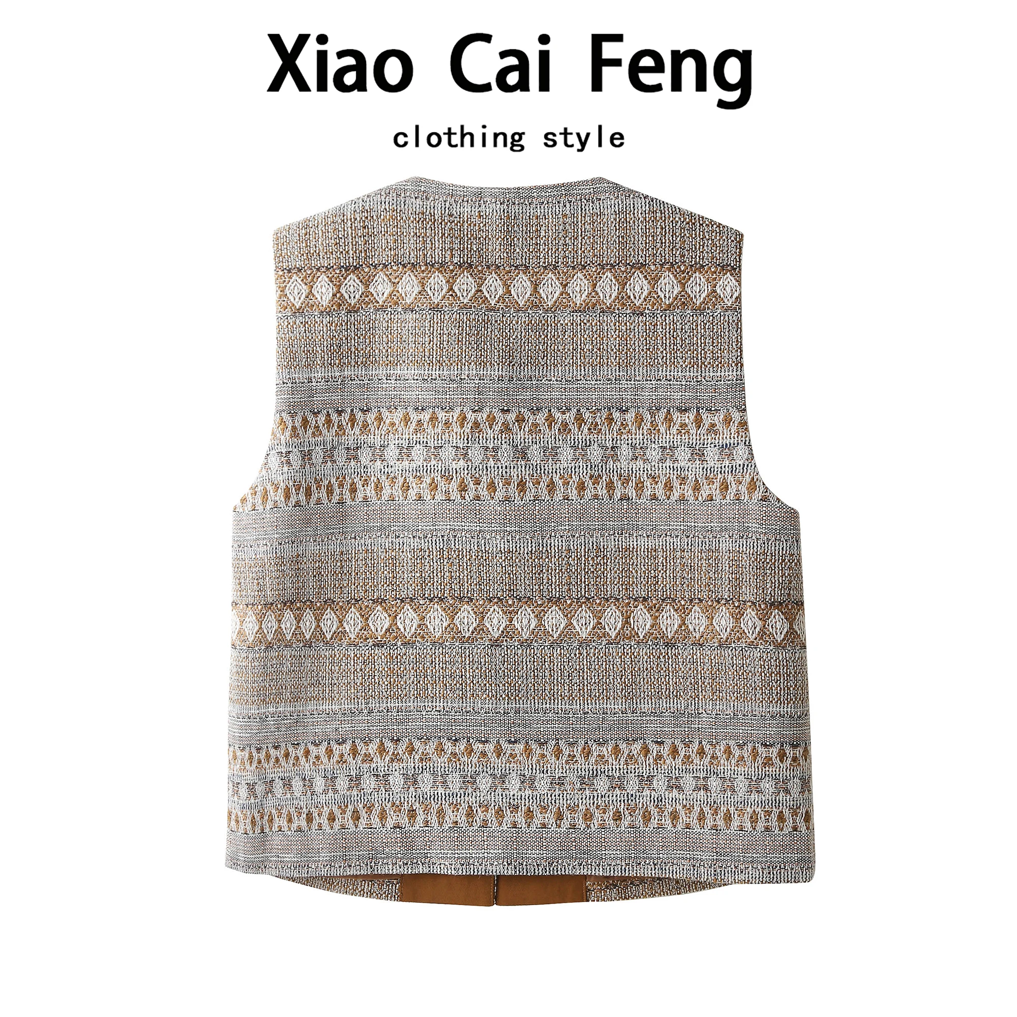 Retro Knitted Vest Top Women's Fashionable Sleeveless Commuter Layering Style Button down Standard Fit Geometric Pattern