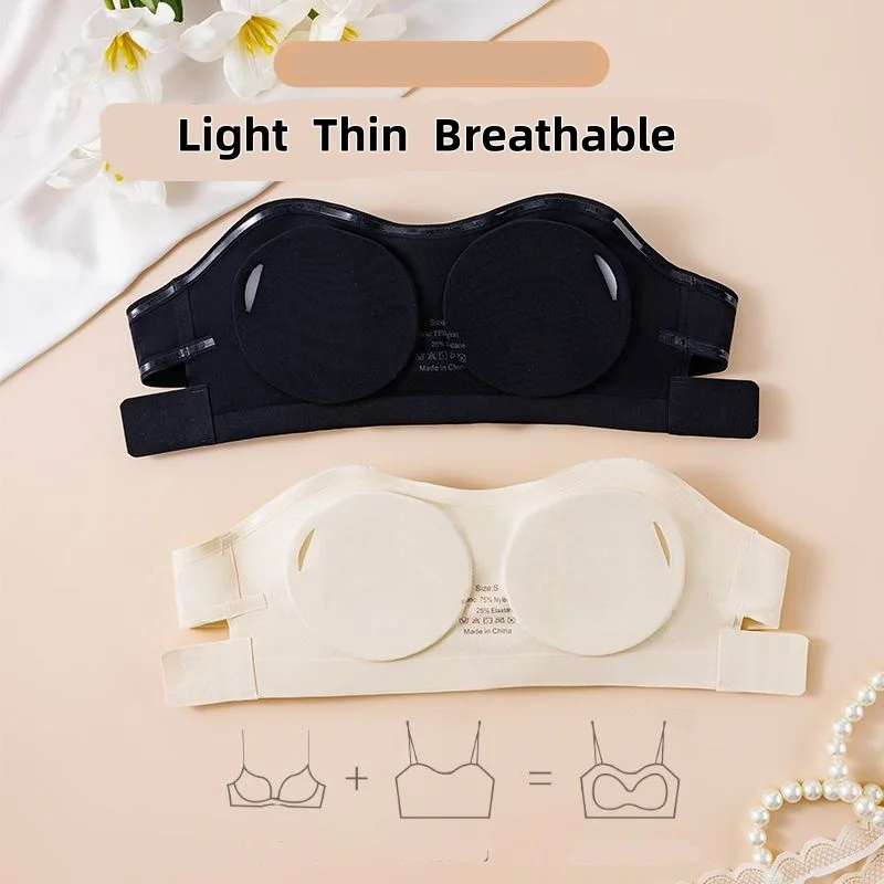 Dámská bezešvá podprsenka bez ramínek s přezkou na boku, neviditelné bezešvé, hedvábné topy s protiskluzovou podprsenkou pro svatbu - náhled 6