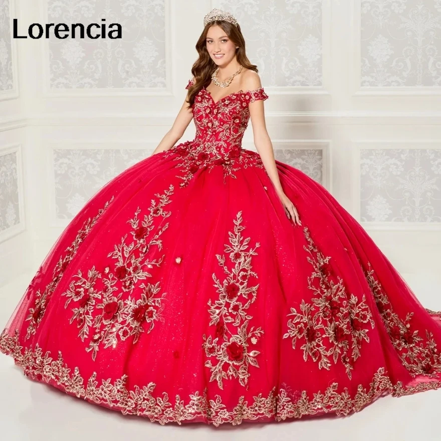 Lorencia-Vestido de baile Quinceanera verde esmeralda com capa, Applique de renda dourada, vestido doce frisado de 16 anos, 15 anos, YQD740