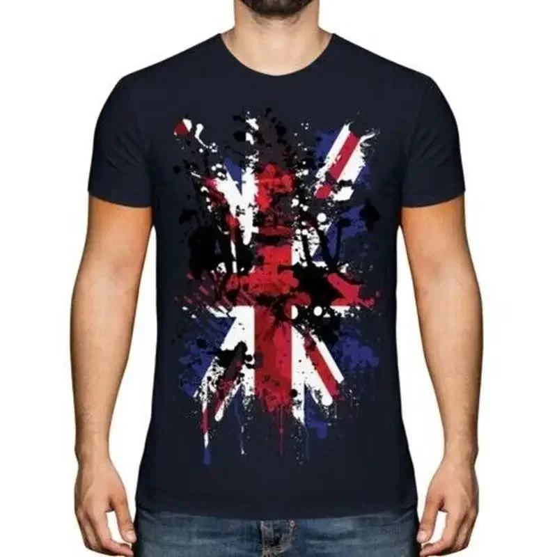 Union Jack Abstract Print T-Shirt Men's Great Britain Flag GB Kingdom
