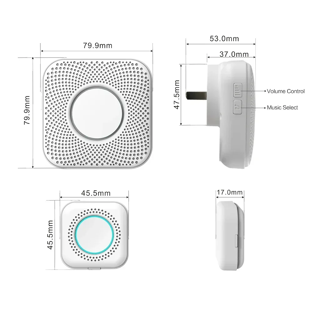 HIVA Outdoor Wireless Doorbell Plug-in Mini Smart Home Electronic Doorbell Set With LED Lights 36 Ringtones Suitable For Family