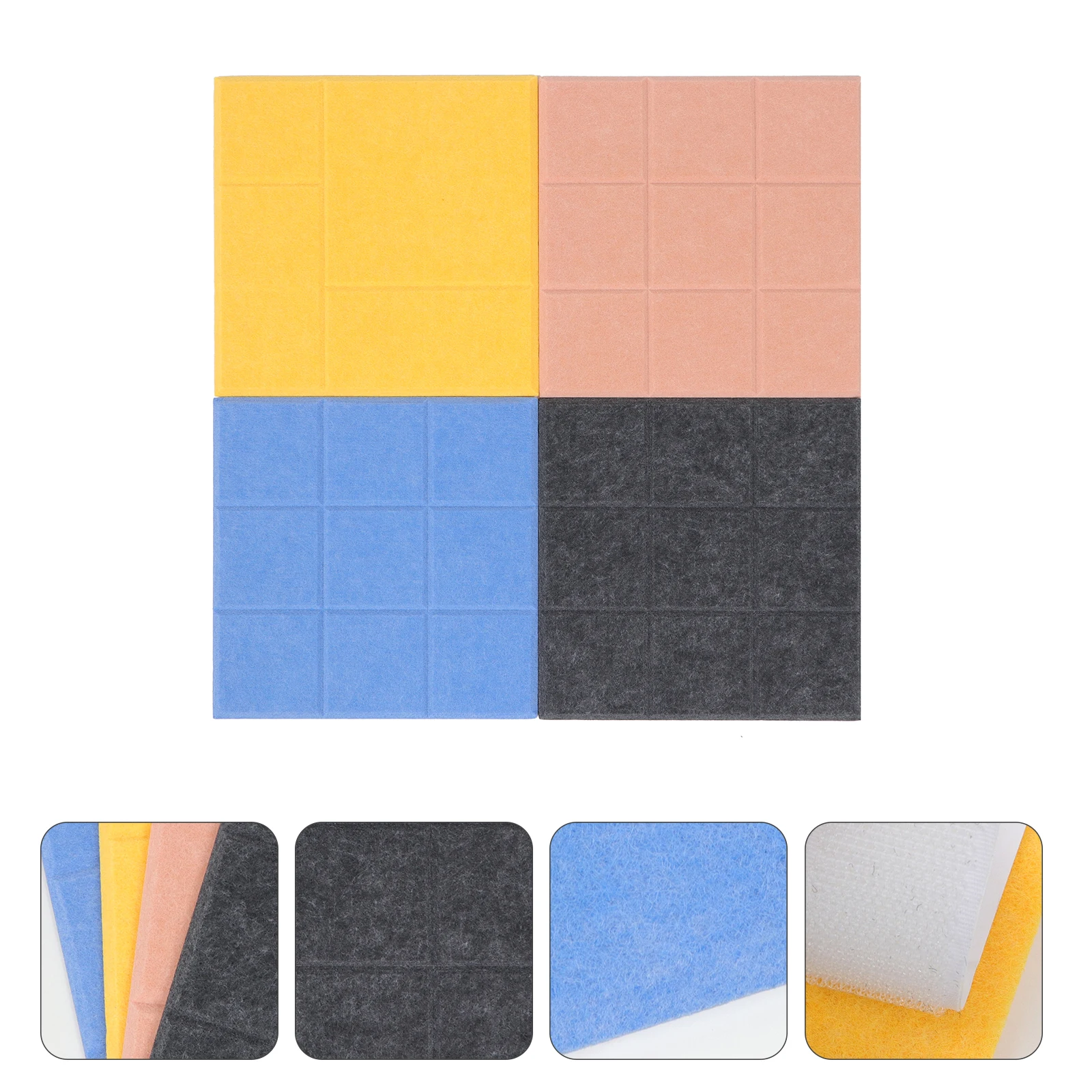 

4pcs Bulletin Felt Wall Sticker Board Tiles Black Laminated Pin Classroom Notice Wall Sticker Photo Display Board
