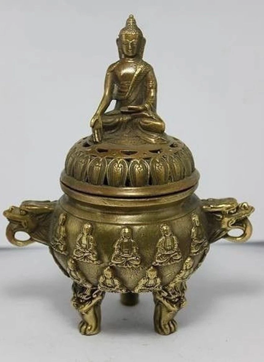 

China Copper Buddha Dragon Incense Burner