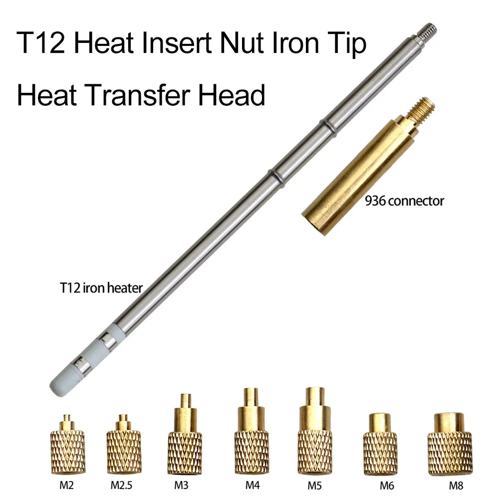 3D Printed Parts Hot Melt Nut Embedded Insertion Tipl M2 M3 M4 M5 M6 M8 for Quicko T12 Soldering Iron 936 Heat Set Insert Tool