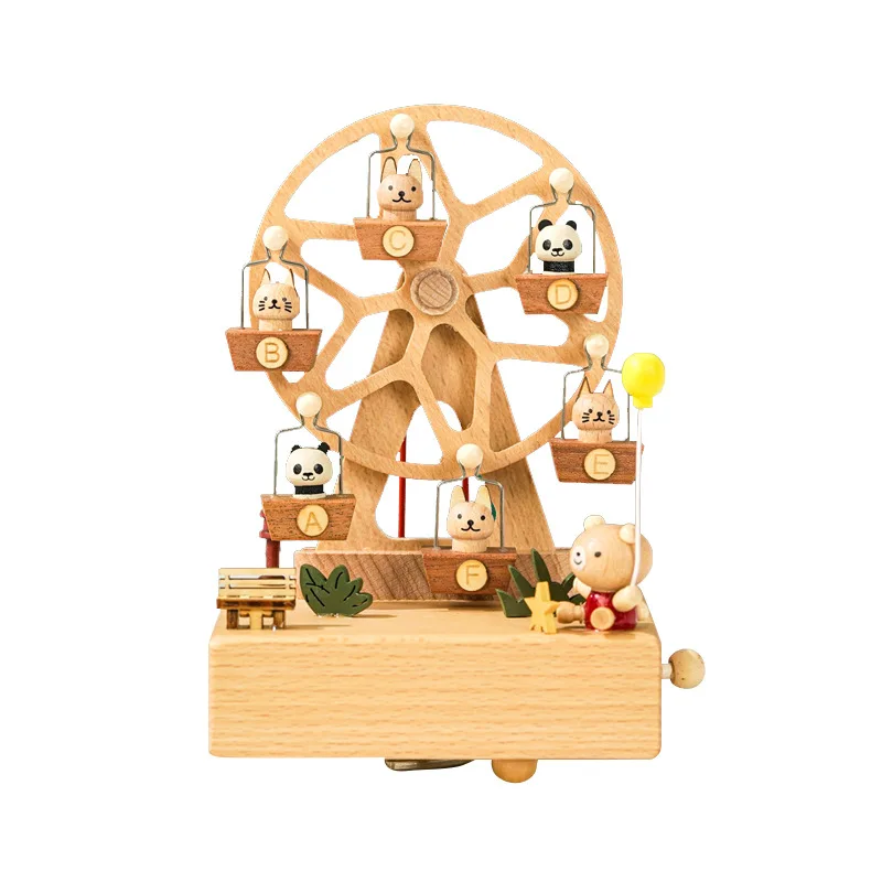 

Wooden Happy Ferris Wheel Music Box Music Box Sky City Children Girl Birthday Gift Christmas Wooden Decoration