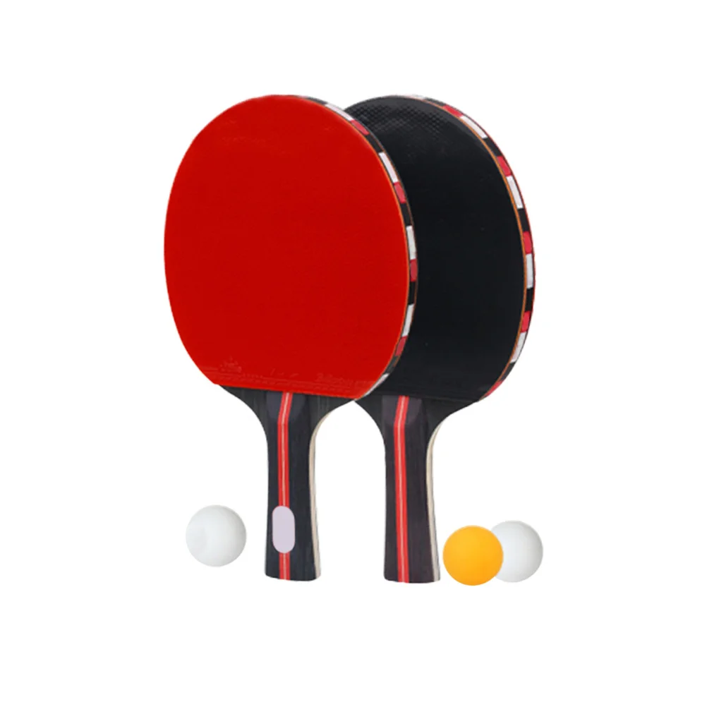

1Set Table Tennis Rackets Pong Balls Durable Practical Strong Combination Covering Wood Layer Amateur Professional Use Red